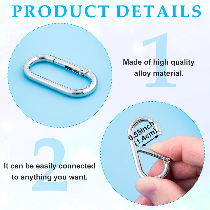STSTR 3pcs Oval Spring Ring Clips, Metal Keyring Purse Clip, Heavy Duty Opening O Ring Carabiner for Keychains,Backpacks, Keys - Image 3
